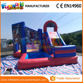 Customized Size Spiderman Inflatable Combo Jumping Castle With Slide / Pool